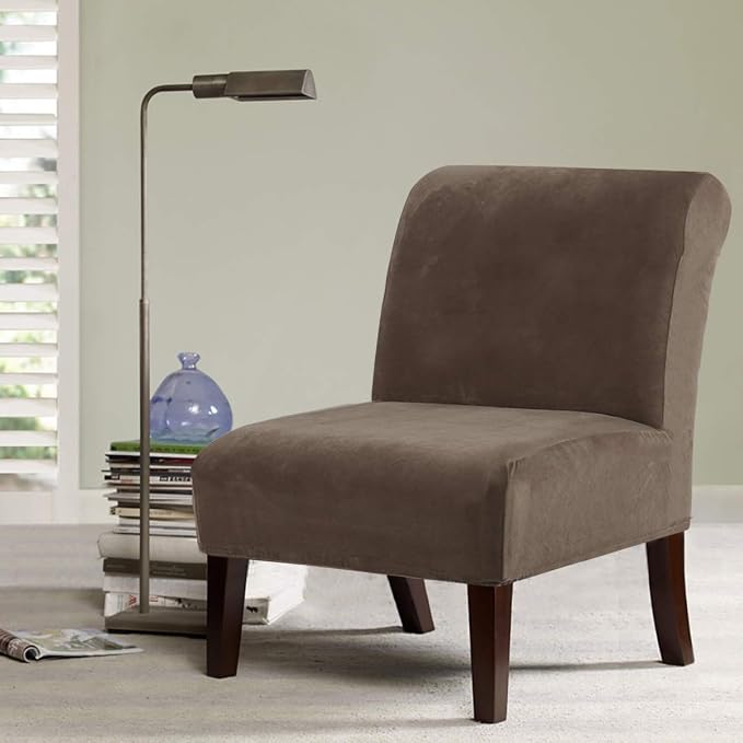 H.VERSAILTEX Armless Accent Chair Covers Thick Velvet Armless Chair Slipcovers - Image 2