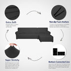PureFit Stretch Sectional Couch Covers 2 pcs Non Slip L Shape Sofa Cover - Image 4