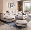 Luxury L-Shaped Genuine Leather Sectional Sofa Set by Unknown
