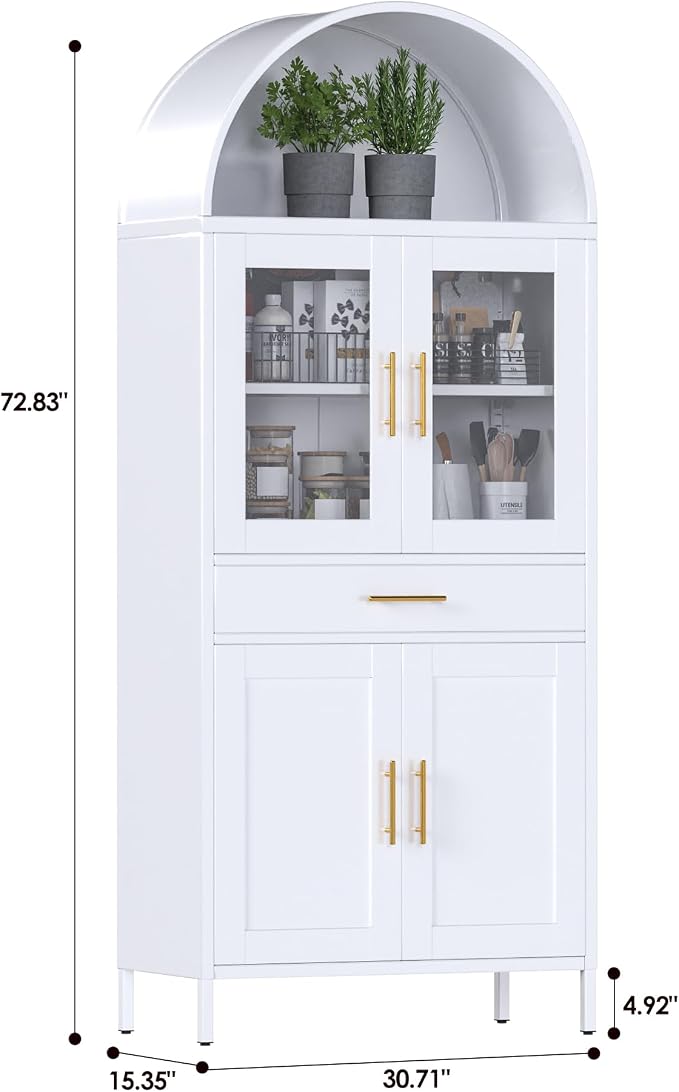 VEXPOR 73" Tall Arched Kitchen Pantry Cabinet - Image 2