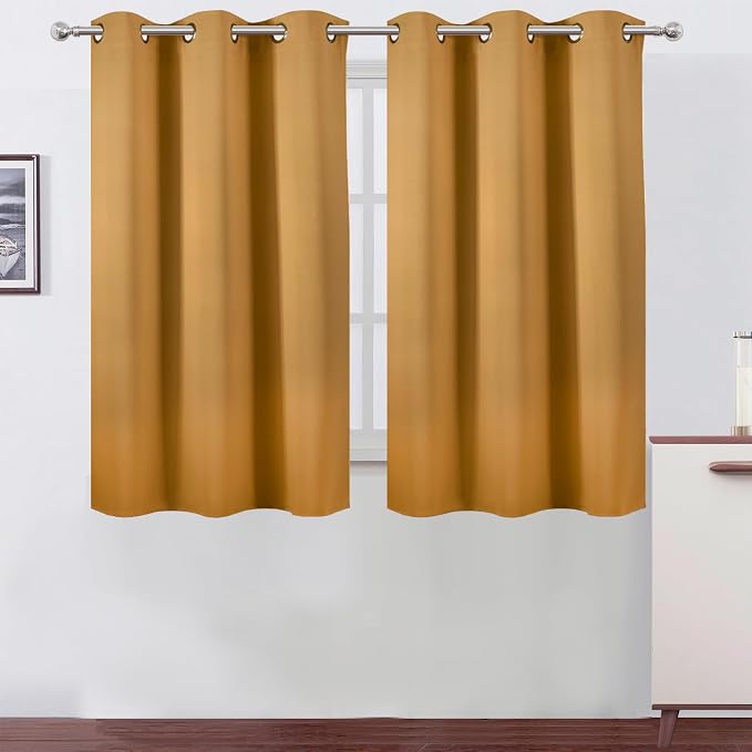 Mustard Yellow Blackout Curtains/38 x 54 Inch/Set of Two Panels Grommet Living by Lemomo