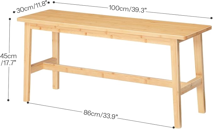 HOOBRO 39.3'' Bamboo Dining Bench, Farmhouse Table Bench, Kitchen & Living Room - Image 8