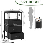 Somdot Black Nightstand with Charging Station and LED Light - Image 3