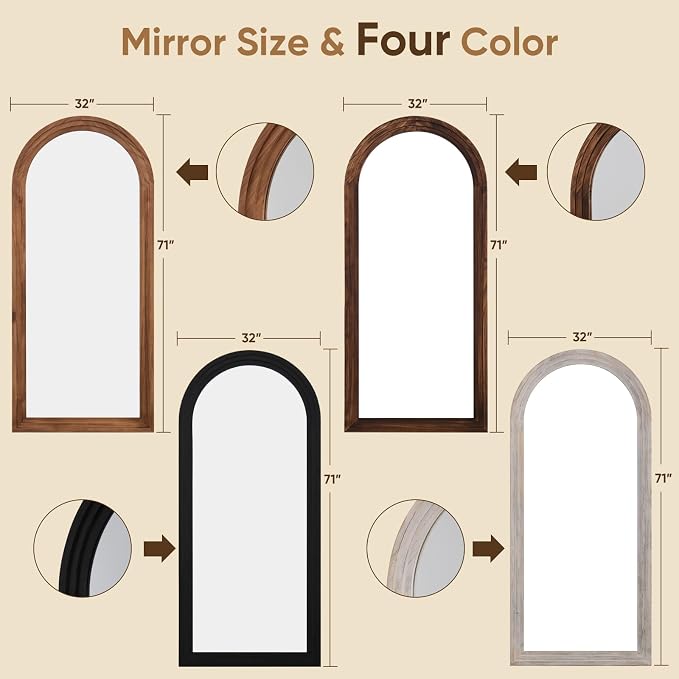 Full Length Mirror, Oversized Stand Up Mirrors Large Wall Mirrors, Wall Mounted - Image 6
