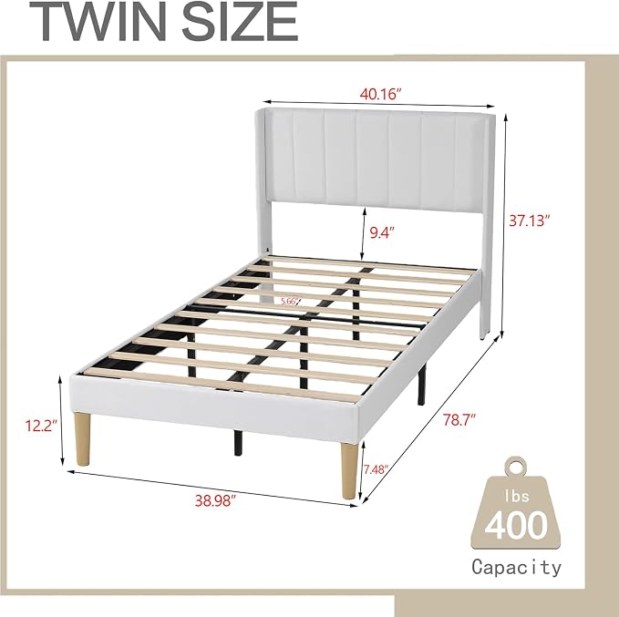 AGARTT Upholstered Platform Bed Frame Twin Size - Image 2