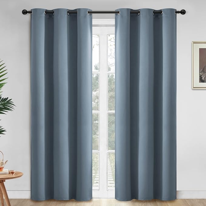 Yakamok Room Darkening Curtains 42x84 inch Length Stone Blue-Living Room | 2 by Yakamok