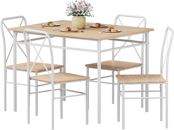 VECELO Dining Table Set for 4, 5-Piece Wood Kitchen Table - Image 8
