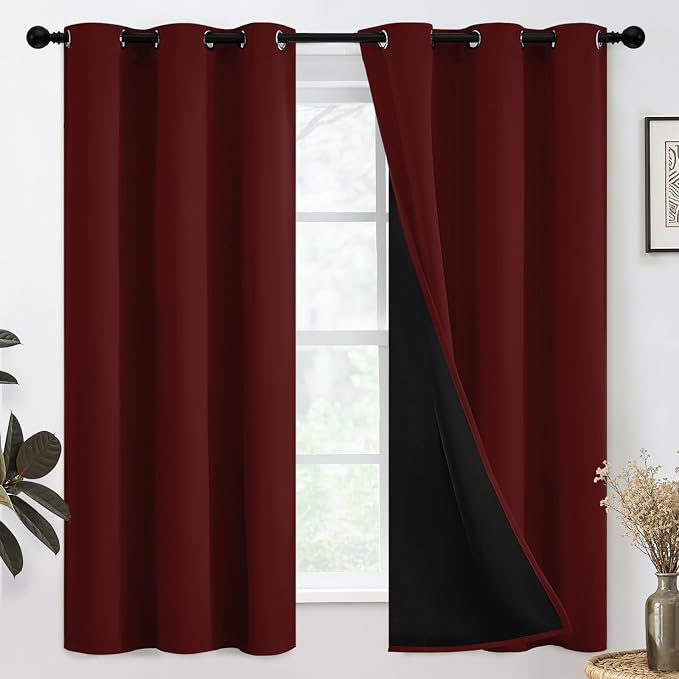 SimpleHome Burgundy Red 100% Blackout Curtains Room Darken Living Room 63 | by SimpleHome
