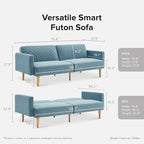 mopio 76.4" Futon Sofa Bed, Sleeper Sofa, Mid Century Modern Futon Couch - Image 2