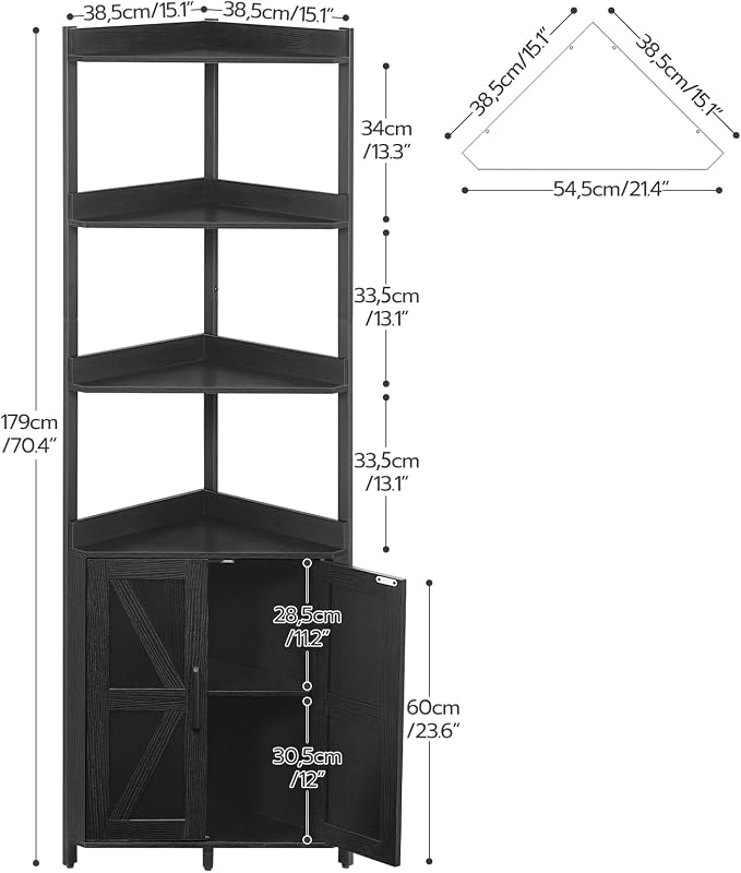 HOOBRO Corner Shelf with Storage, Tall Corner Storage Cabinet, 5-Tier Corner - Image 3
