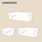 QHITTY 3 Piece Living Room Couch Set, Sectional Chesterfield Sofa Chair - Image 2