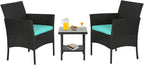 FDW 3 Piece Outdoor Furniture Set Patio Wicker Chairs Furniture Bistro by FDW