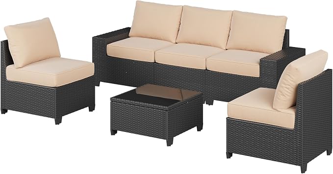 Aoxun Patio Furniture Set, Widen Armrests Wicker Outdoor Sectional - Image 10