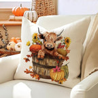 RABUSOFA Fall Decor Pillow Covers 18x18 Inch Highland Cow Autumn Decorations - Image 2