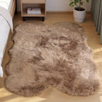 Goolela Faux Sheepskin Fur Rug Light Brown Beige Fluffy Rug 4x6 Carpet by Goolela