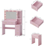 Makeup Vanity with Lights & Charging Station, Vanity Desk with Mirror & Lights - Image 3