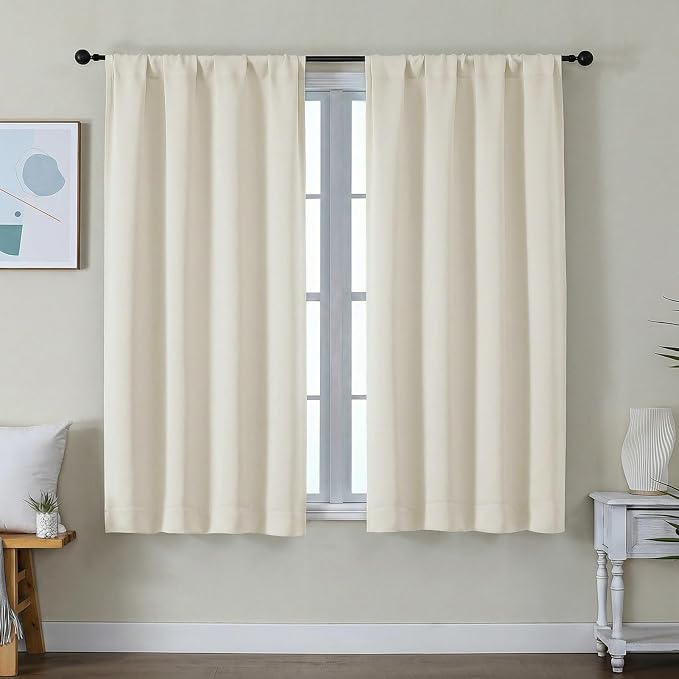 Simplebrand Ava Light Beige Short Light Filtering Curtains by Simplebrand