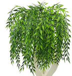 CATTREE Artificial Weeping Willow, Plastic Plants Greenery Leaves Fake Hanging Vine Faux Ivy Garland UV Resistant for Indoor Outdoor Garden Baskets Wedding Party Table Decor Decoration 4 Pack by CATTREE