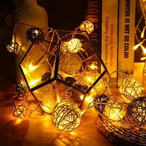 Wicker Ball Orbs,White, Wood Color, Light Tan, Coffee,2.8'',2.4'',2'',1.6'' - Image 6