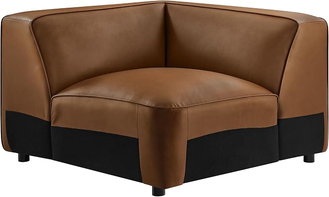 Modway Auren Vegan Leather Corner Modular Chair in Coffee - Image 6