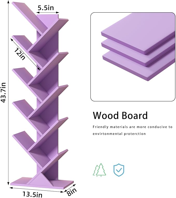 10 Tier Tree Book Shelf, Floor Standing Wood Bookshelf - Image 3