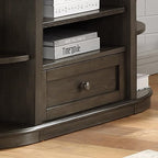 Transitional Grey 48-inch 7-Shelf Sofa Table Farmhouse Semi-Circle Rubberwood - Image 3