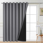 Yakamok Grey 100% Blackout Patio Door Curtain Panels W100 x L96, 1 Panel | by Yakamok