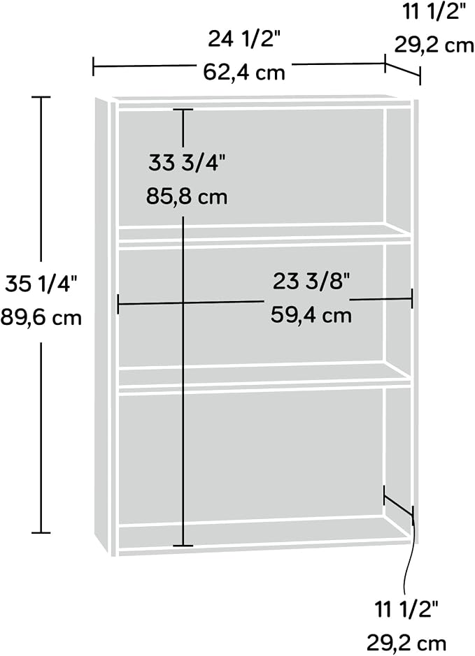 Sauder Beginnings 3-Shelf Bookcase, Bookshelf - Image 3