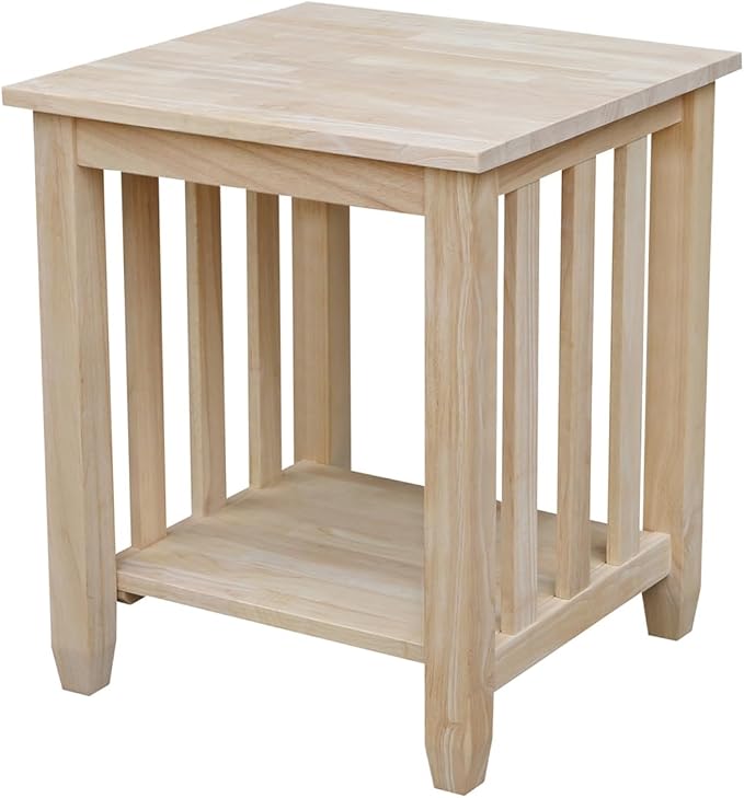 HomeStock Asian Tall End Table, Solid Parawood, 32 lbs, Butcher Block Surface by Homestock