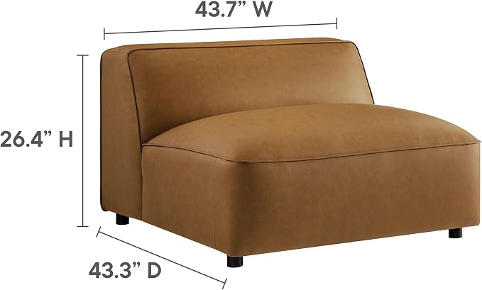 Modway Auren Vegan Leather Modular Armless Chair in Camel - Image 3
