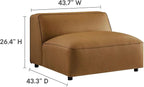 Modway Auren Vegan Leather Modular Armless Chair in Camel - Image 3