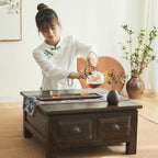 LUNIZ Nightstand Sofa Table Old Chinese Style Dining Table Wooden Storage - Image 4