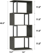 Furologee Geometric Bookshelf 5 Tier Bookcase, Industrial S-Shaped Display - Image 3