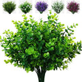 XLFAQXM Artificial Plants Flowers Grass Shrubs 8 Pack No Fade Faux Plastic Flowers Outdoor for Farmhouse Garden Porch Patio Indoor Wedding Decoration Greenery Fake Plants uv Resistant (1#Green) by XLFAQXM