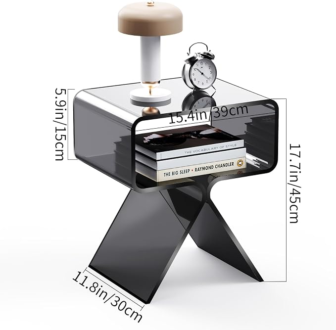 Acrylic Nightstand Side Table Modern Design Clear Home Decor Display End Table - Image 3