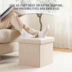 Ornavo Home 2 Pack 15 Inch Folding Storage Ottoman, Square Cube Linen Small - Image 5