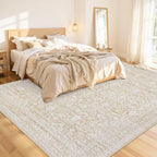 10x12 Area Rugs Living Room: Bedroom Washable Carpet Natural Beige | Large - Image 2