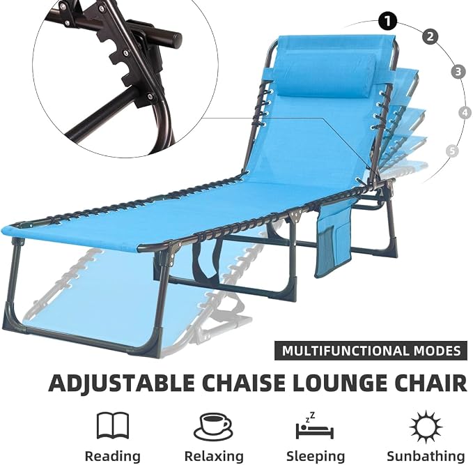 Patio Lounge Chair Folding Chaise Bed - Image 6