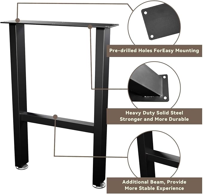 H Bench Legs 16 Inch Metal Coffee End Table Legs - Image 5