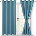 Blackout Curtains for Bedroom, Stone Blue, 52 x 45 Inch, 2 Panels | Thermal by Hiasan