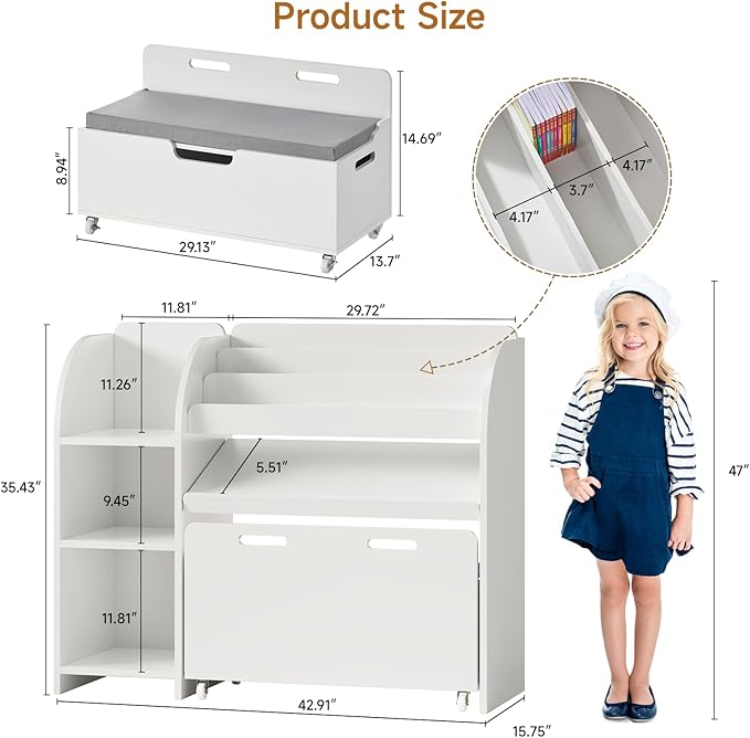 ONBRILL Kids Bookshelf and Toy Storage Organizer - Image 2