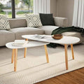 Scandinavian Style Coffee Table Set, Minimalist Pine and MDF Side Tables by KTHLBRH