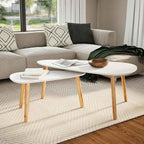 Scandinavian Style Coffee Table Set, Minimalist Pine and MDF Side Tables by KTHLBRH