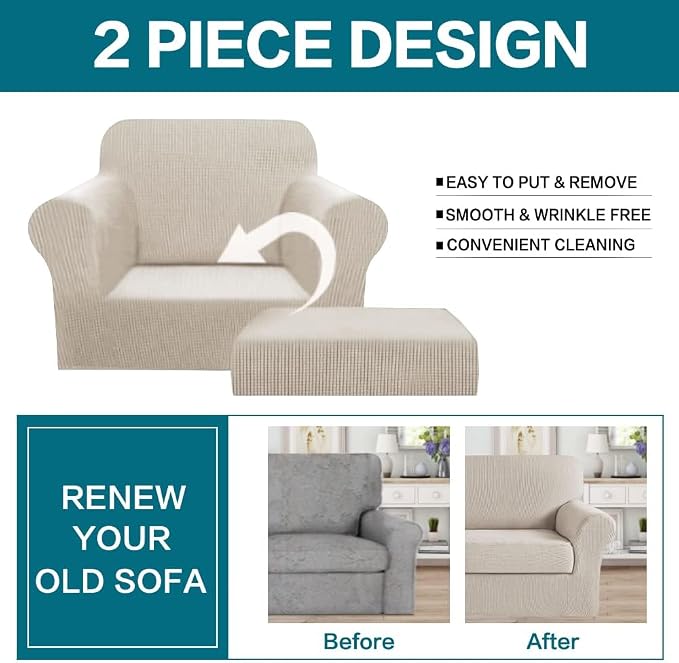 Turquoize 2 Piece Chair Covers Chair Slipcovers - Image 4