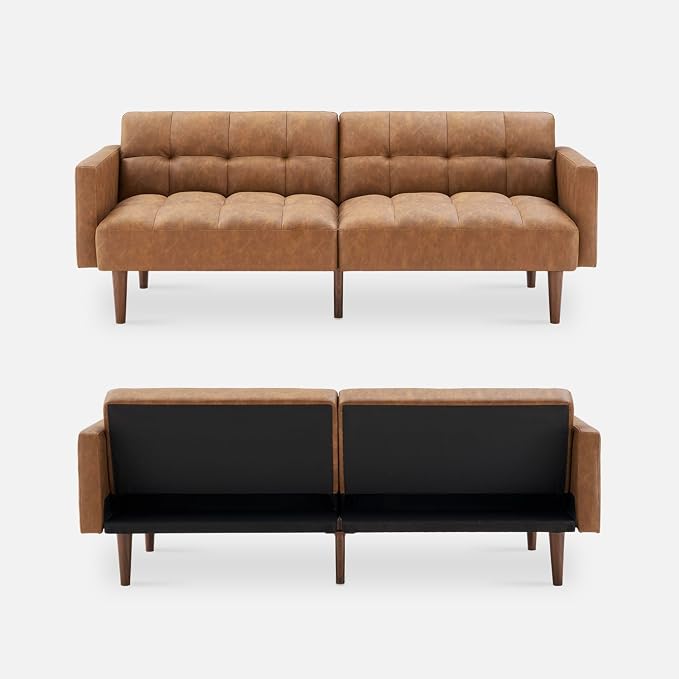 mopio 76.4" Futon Sofa Bed, Sleeper Sofa, Mid Century Modern Futon Couch - Image 9
