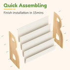 XiaZ Child Book Shelf Wooden Montessori Toddler Bookshelf Solid Pine B-Frame - Image 7