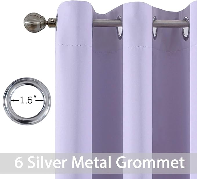 Yakamok Room Darkening Curtains 42x63 inch Length Lilac-Living Room | 2 panels - Image 2
