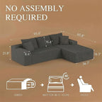 96" L Shaped Modular Sectional Sofa, Boneless Cloud Couch - Image 2