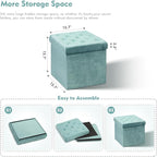 B FSOBEIIALEO Storage Ottoman Cube Velvet Tufted Folding Ottomans Footstool - Image 3