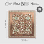 Peel and Stick Metal Backsplash Tiles, Patina Copper, 10-Pack - Image 2
